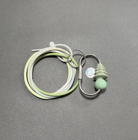 BLEE collection with silicone tree bead silver colour carabiner keychain.