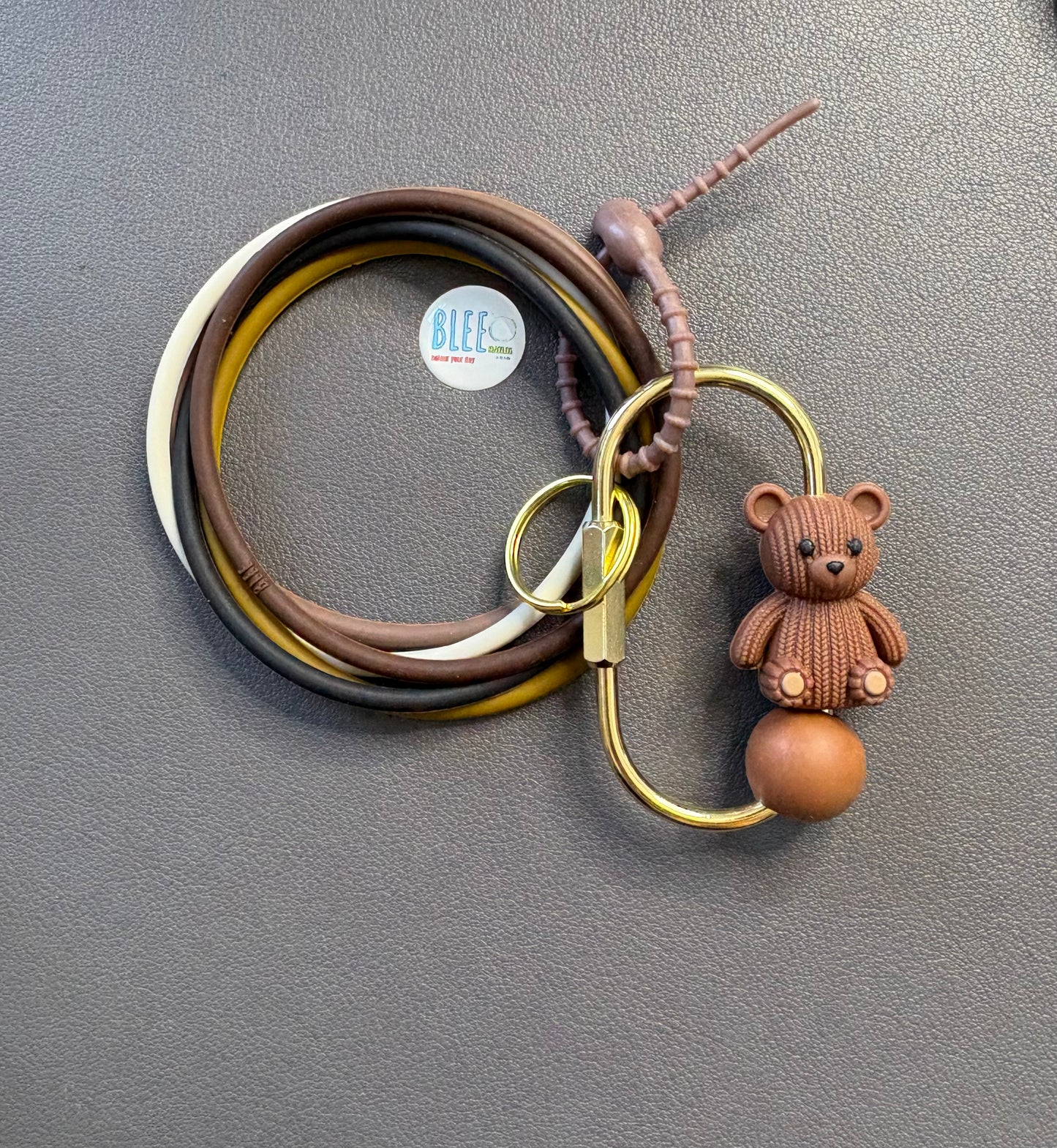 BLEE collection with silicone bear bead carabiner keychain.